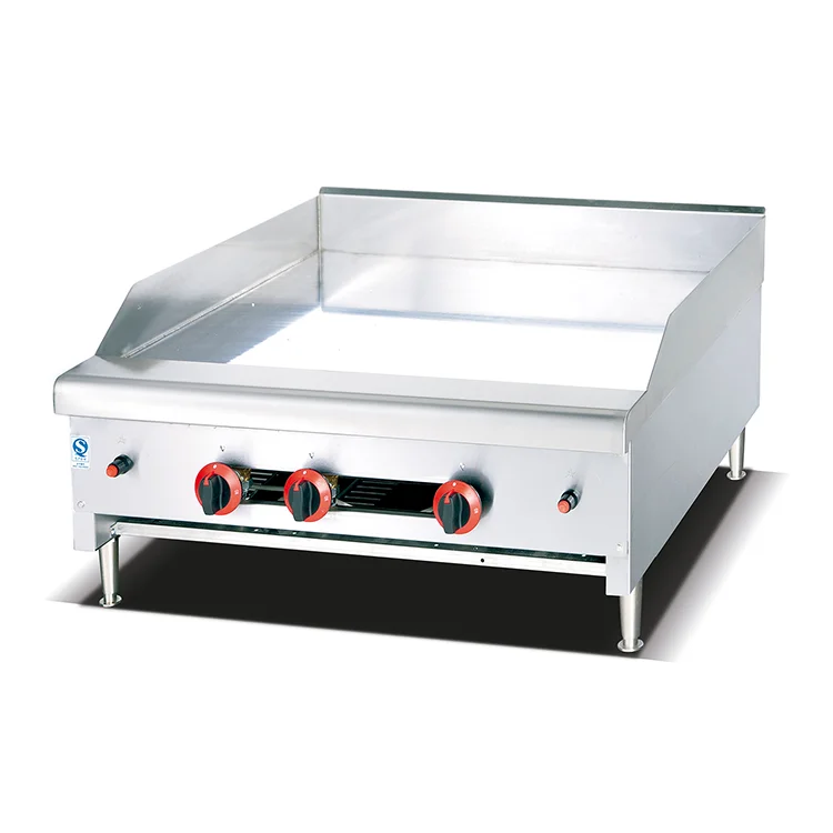 Wajan Gas Komersial dengan Lemari Gas Datar Setengah Grooved Burger Griddle  Grill Dudukan Makanan Kompor