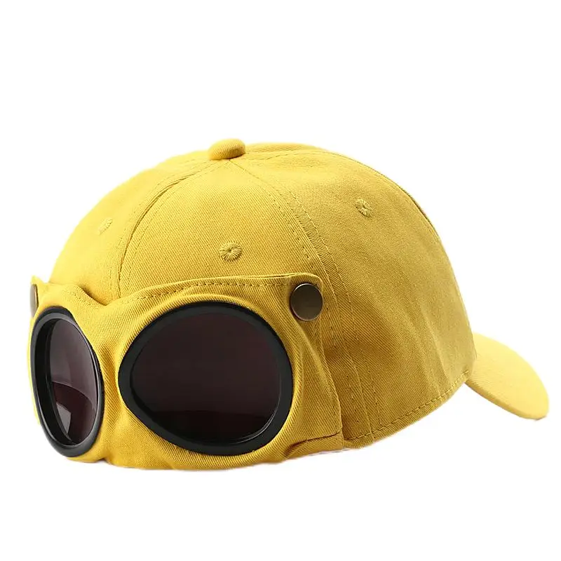 Yellow Aviator Goggle Baseball Cap - Unisex Outdoor Cotton Sun Hat