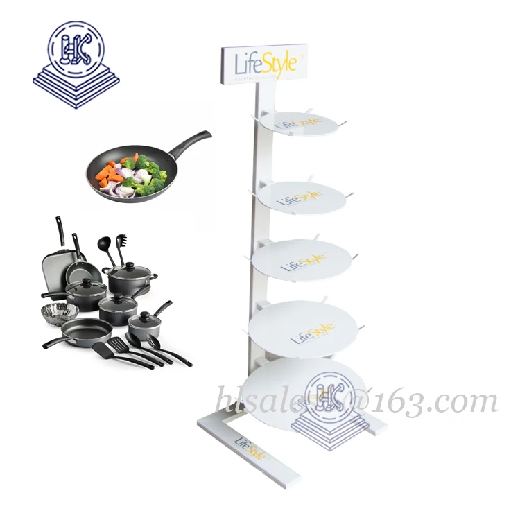 5 Tier Fry Pan Display Racks Stand Saucepan Pot Pan Organizer Storage