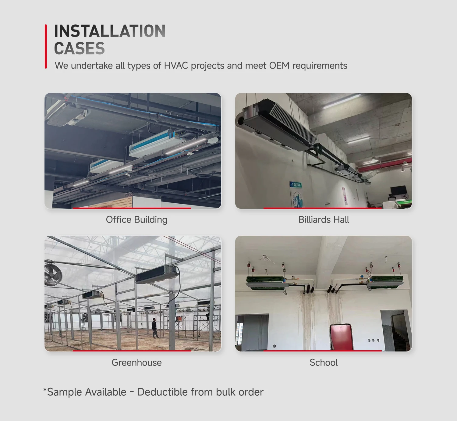 Yesncer FP-34 Horizontal Concealed Hydronic Ducted Fancoil Chilled Water Ceiling Fcu Fan Coil Unit for Heating and Cooling