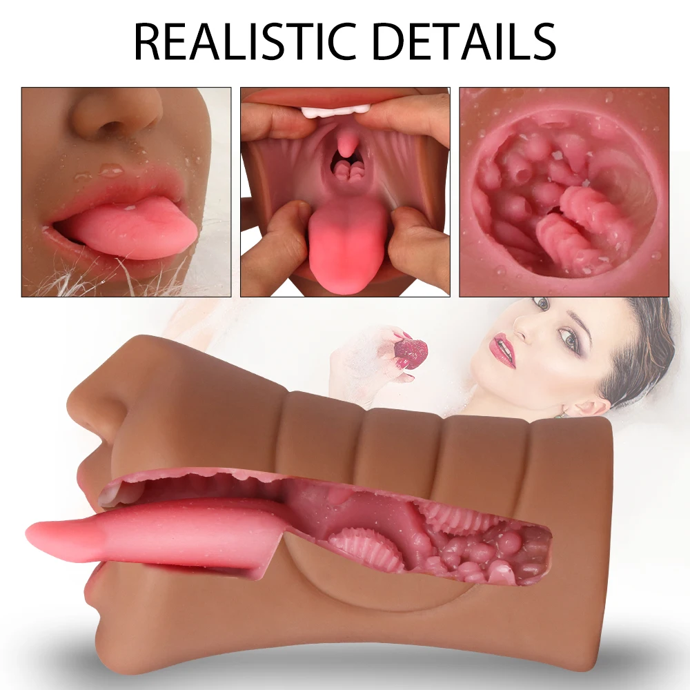 Realistic Male Masturbator Skin Face Design Oral Sex Toy Stroker Pocket Pussy for Masturbation Male Masturbator for Men