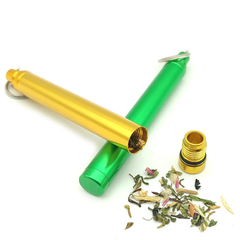Pre Tube Rolling Paper Packing Metal Tube Aluminum Alloy Dry Herb Smoking Cigar Storage Cones Tube Container With Key Chain Ring