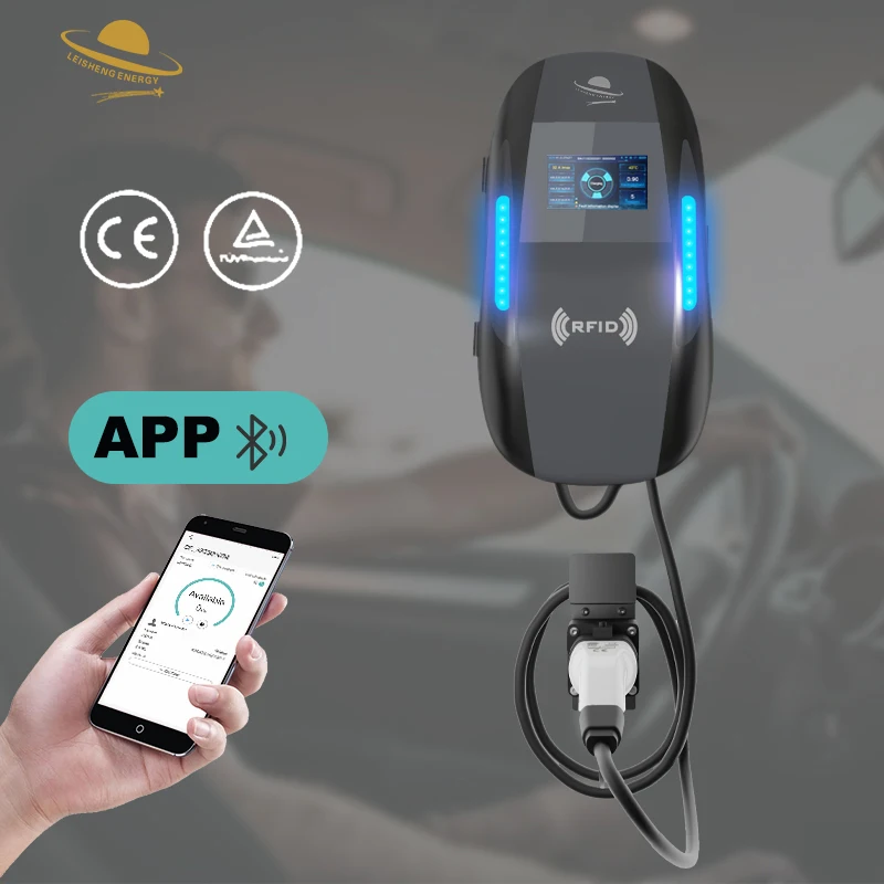 Leisheng Free Design Level 2 Type2/type1/gbt Ev Charger Dropshipping 5m Charging Cables 7kw/11kw/22kw Wallbox Ev Charger