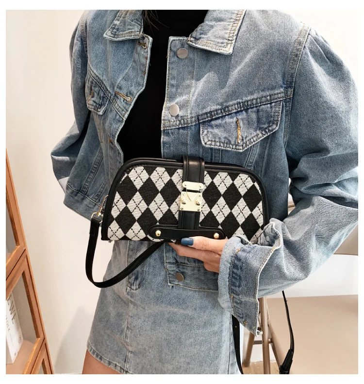 plaid mini bolsa
