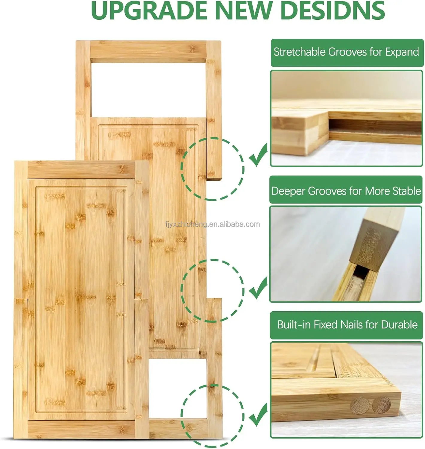 product expandable cutting board expandable kitchen bamboo cutting boards with juice groove metal material-2