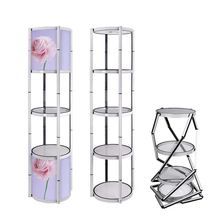 HLY Promotion Square Round Folding Pop up Showcase Display Racks ...