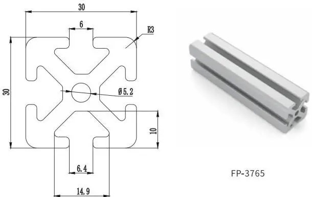 Slot 6 extrusion profile industrial design style aluminum window door