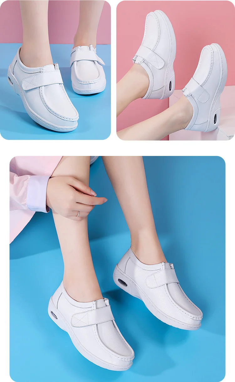 Hot Sale Nurse Shoes for Women Nursing Hospital White Shoes Comfort Breathable Soft Bottom Flat Anti-slip Safety Work Shoes
