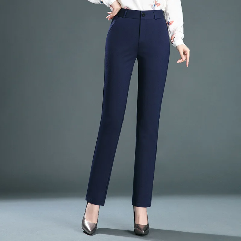 2022 New Fashion Women Office Lady High Waist Straight Trousers Elastic ...
