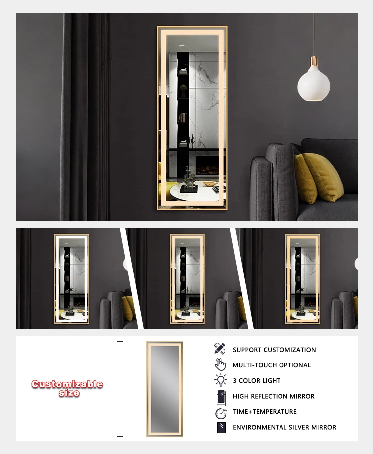 product oversized led minimalist smart touch design full length mirror tempered glass floor mirror for everyday use-7