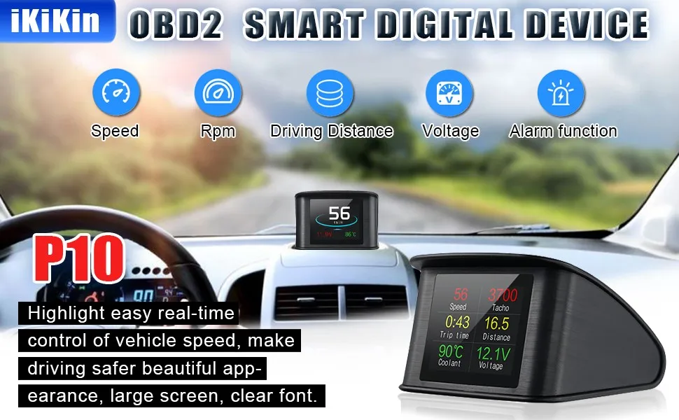 6英寸tpms速度显示系统obdii通用数字投影仪车速表平视显示器