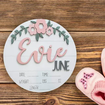 Custom Wooden Baby Monthly Milestone Cards Souvenir Gift Newborn Name ...