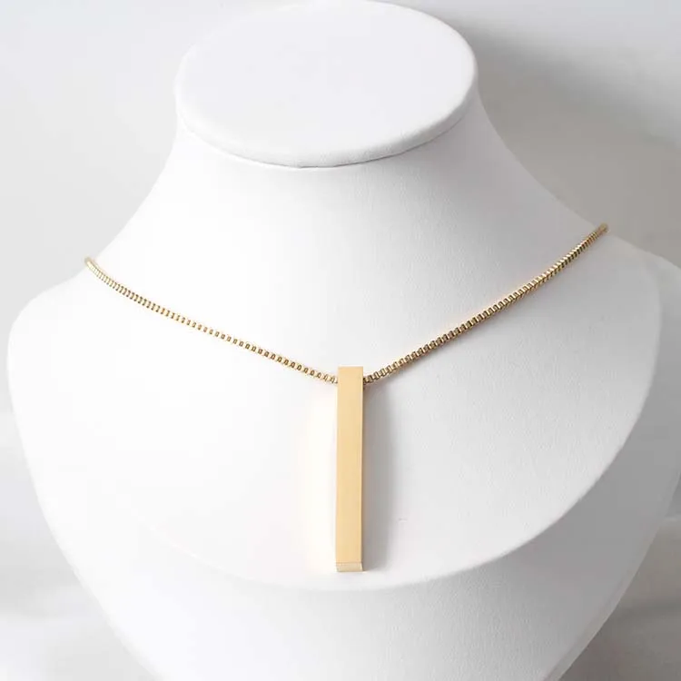 Chain 3D Bar Pendant Necklace