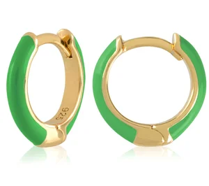 Wholesale Brass Hoop Earrings Jewelry Women Vintage Green Hoop Earrings