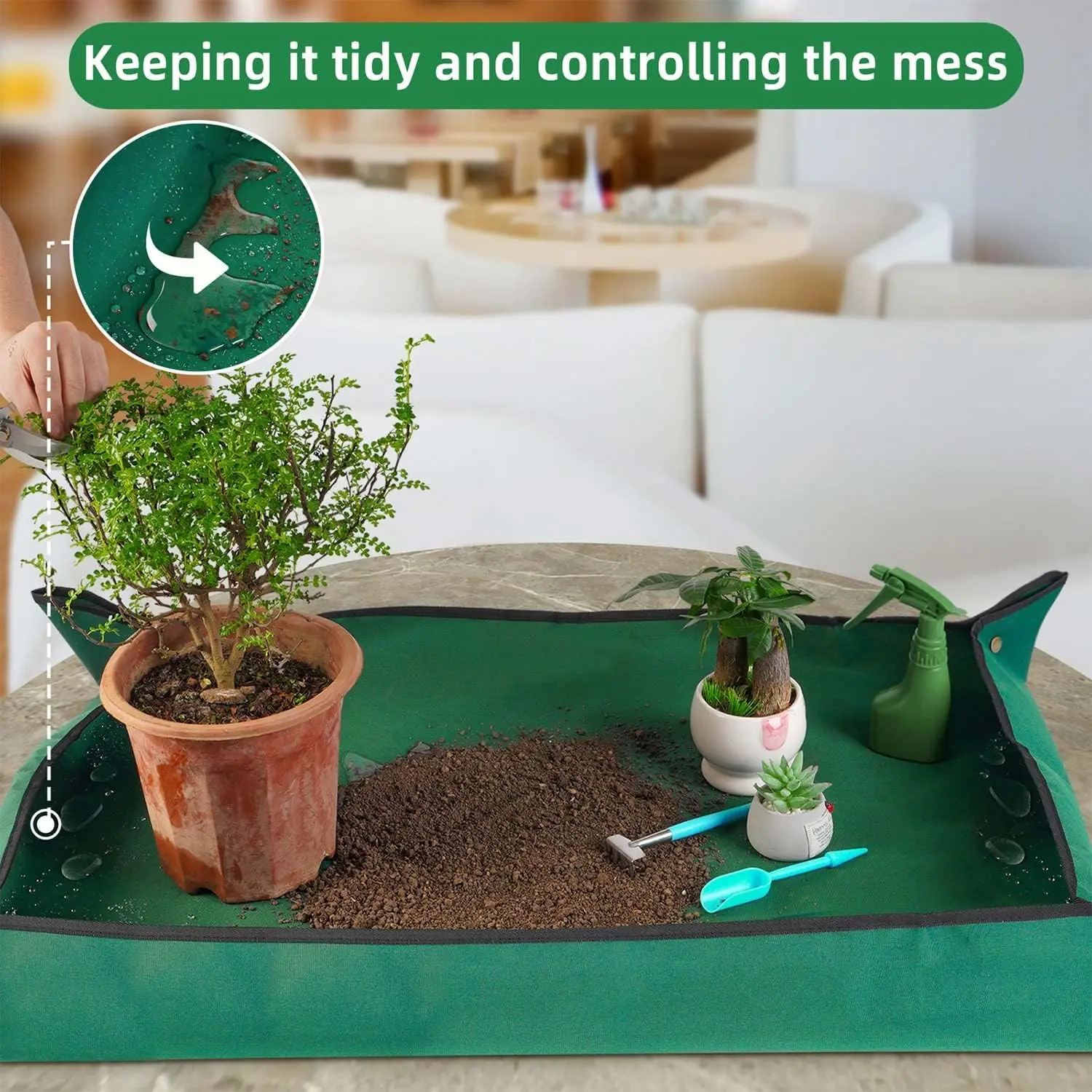 Extra Large Repotting Mat for Indoor Plant Transplanting and Mess Control  Thickened Waterproof Foldable and Work Mat Garden