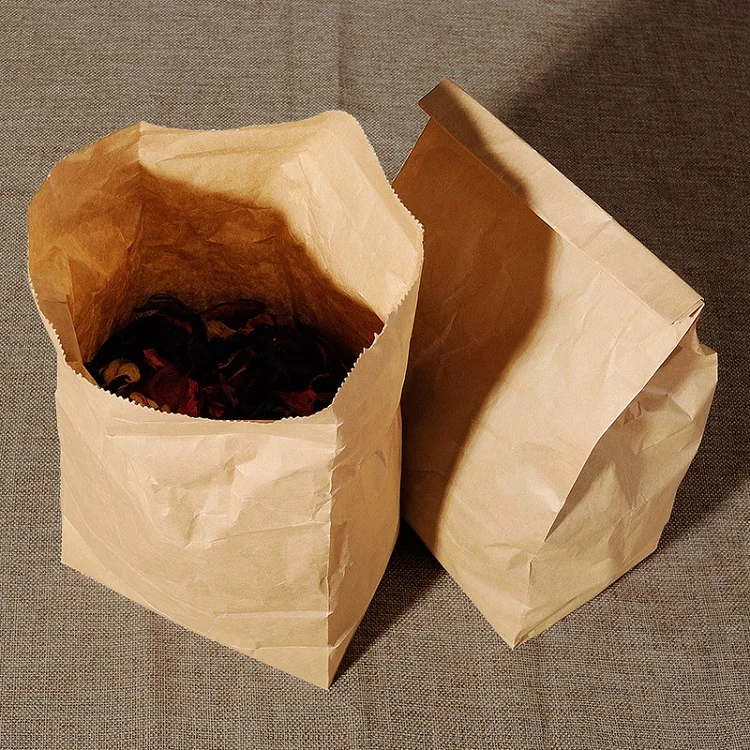 Plain Block Bottom Eco Take Away Eco-friend  Grocery Kraft Paper Bag