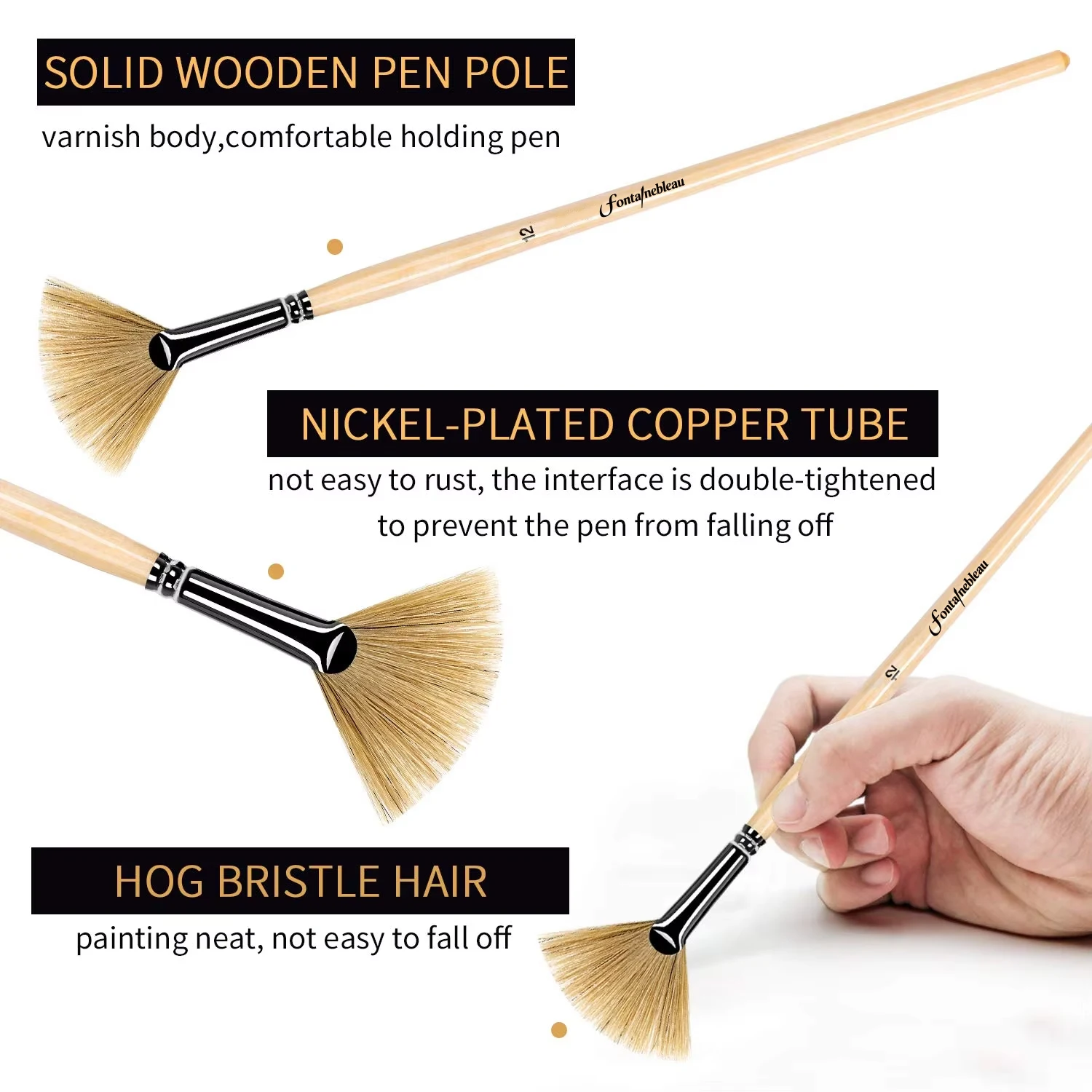 6pcs Custom Logo Oil Paint Brushes  Professional for Art Painting Brushes Bristle Wooden Handle Art Supplies Artist Brush Set
