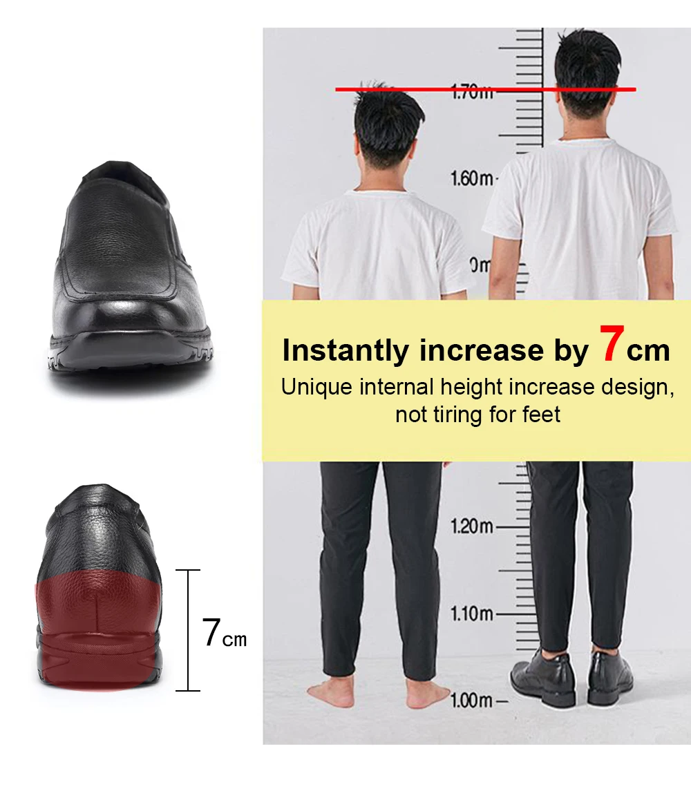 2.8 Inch Height Increasing 2024 New Arrival Men's Casual Shoes Genuine Leather Luxury 7 cm Hidden Insole Elevator Shoes for Men