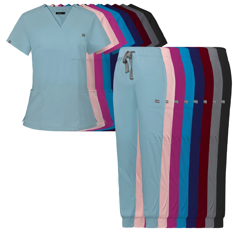 Hight Waisted Work Pants Reusable Custom Scrub Jogger Style Doctor Nursing Scrub Sets Medical Clinic White Hospital Uniform Suit