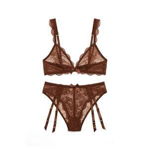 Wholesale Sexy Underwear with Exquisite Scalloped Floral Lace Trim Integrated High Waist Garter Women Lingerie for Sexy Panties