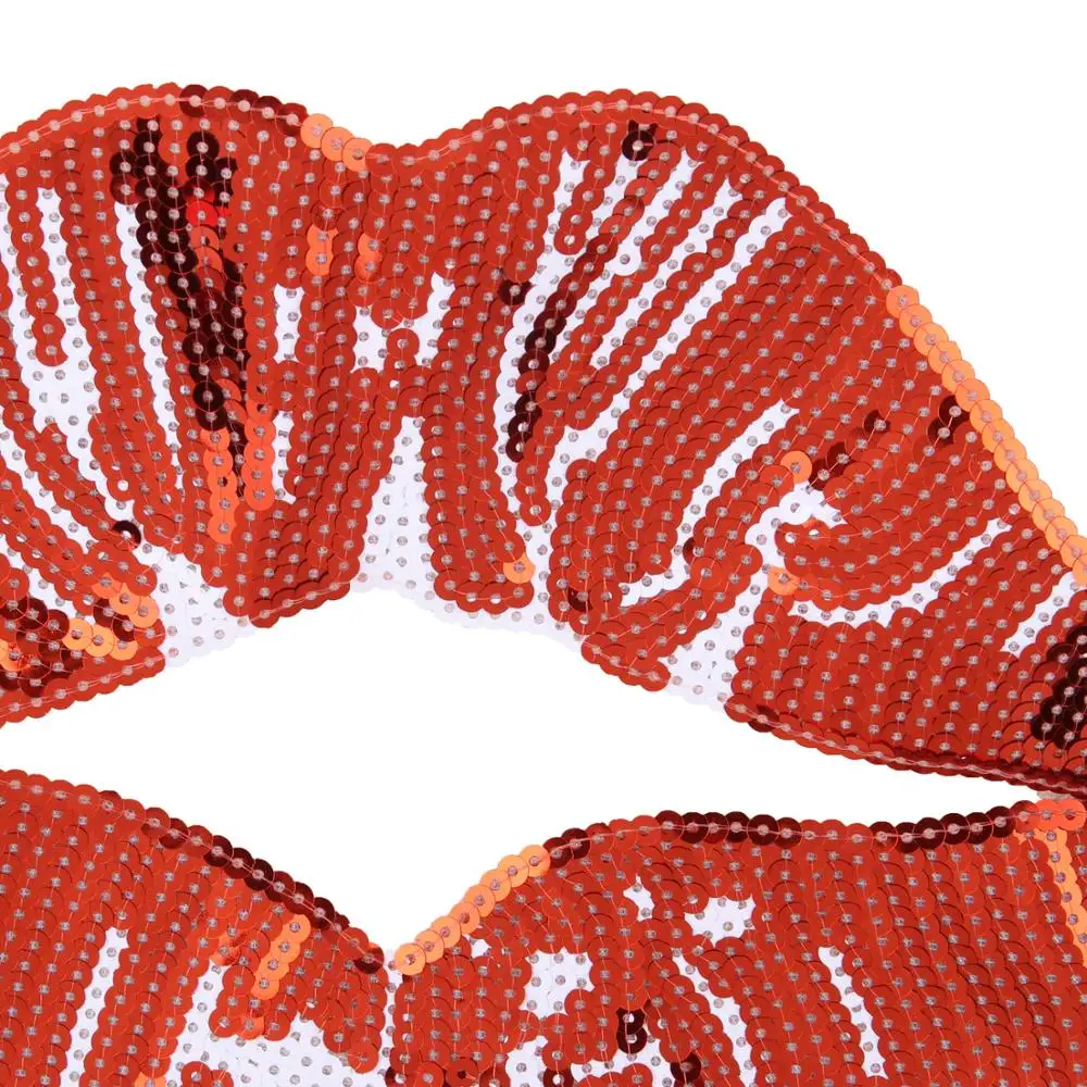 Блестящие Блестки ткань для губ вышитые нашивки одежда с отверстиями нарукавники