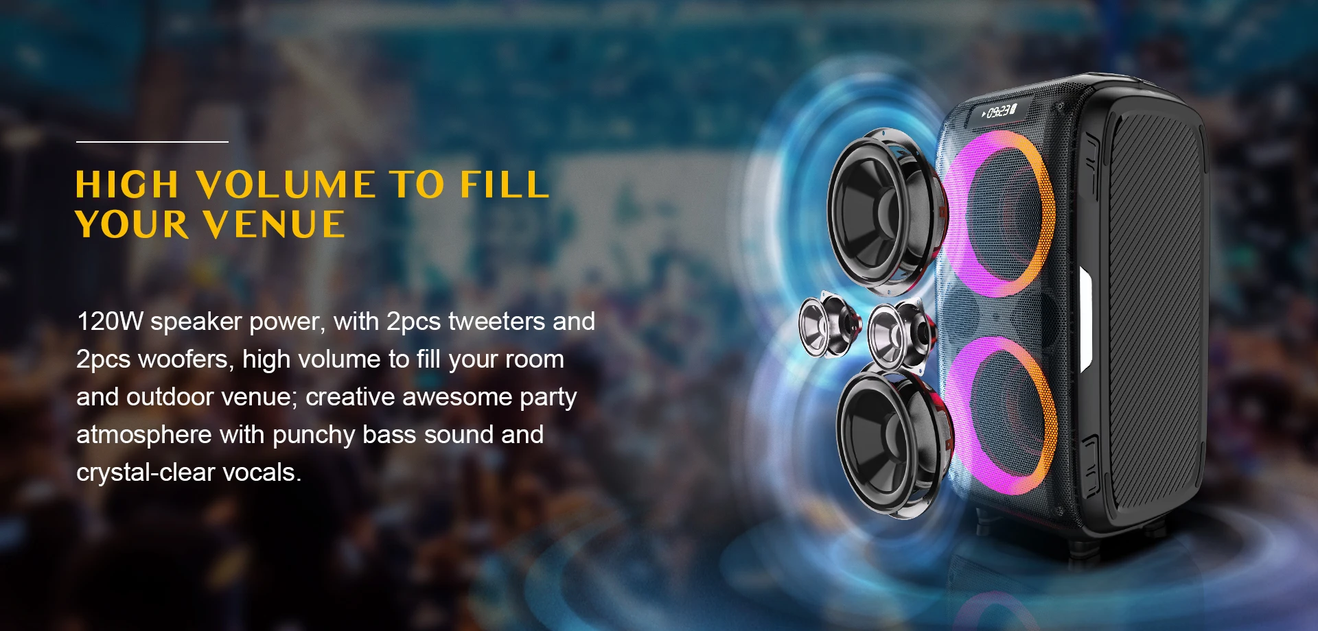 W-KING T9 Pro Portable TWS Stereo Wireless Speaker with RGB Lights