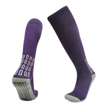 Fashion Design Over Knee Adult Football Grip Socks Colorful Long Tube Breathable Non slip Soccer Socks For Kids Sports