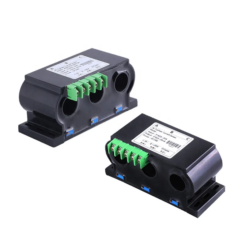factory price ac split core 3 phase current transmitter 4 20ma hall current sensor 100a 400a three phase current transducer