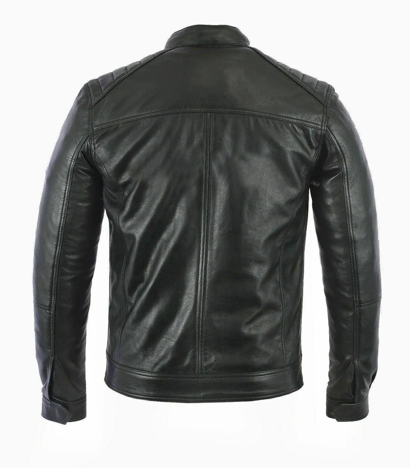 Custom Men's Fashion Black Real Leather Jacket For Men