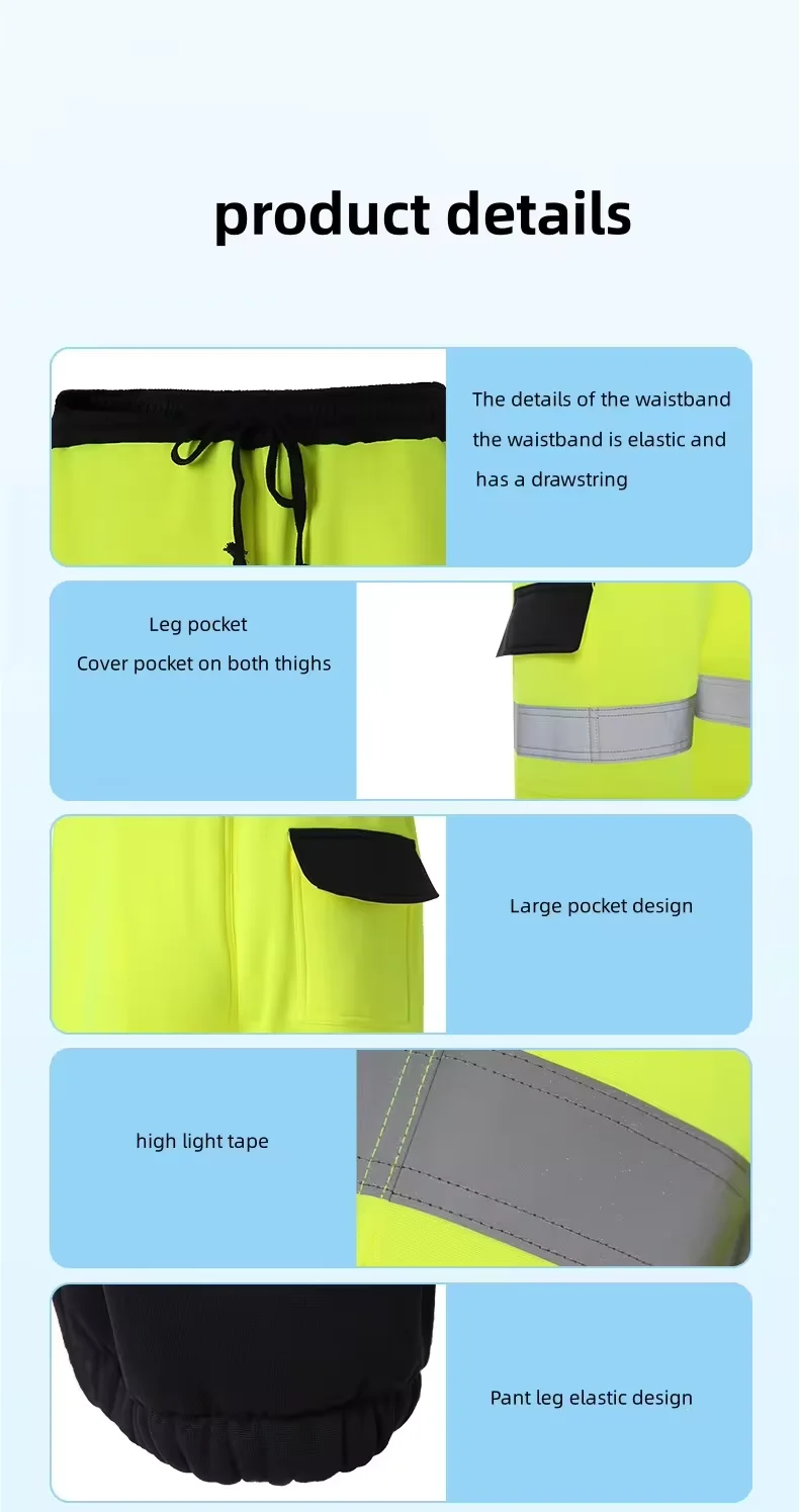 Custom logo multi-pockets reflective winter safety work pants Construction work warm reflective pant