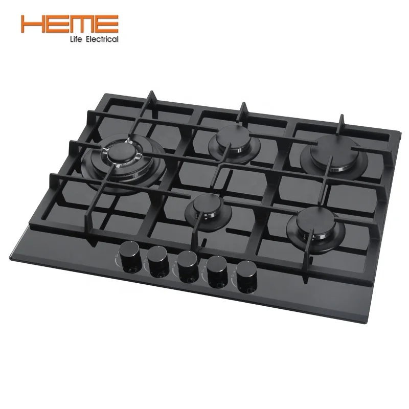 8mm Thick Tempered Glass 5-Burner Gas Cooktop Built-in Household Gas Hob Manufactured in China