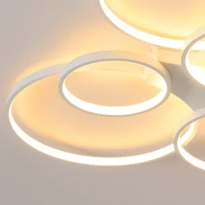 مصباح حديث بثلاث حلقات على شكل دائري بتقنية LED لغرفة المعيشة وغرفة النوم وغرفة الطعام وغرفة الدراسة، قاعدة من الألومنيوم، تركيبات فنية شخصية مقاومة للرش (IP44)