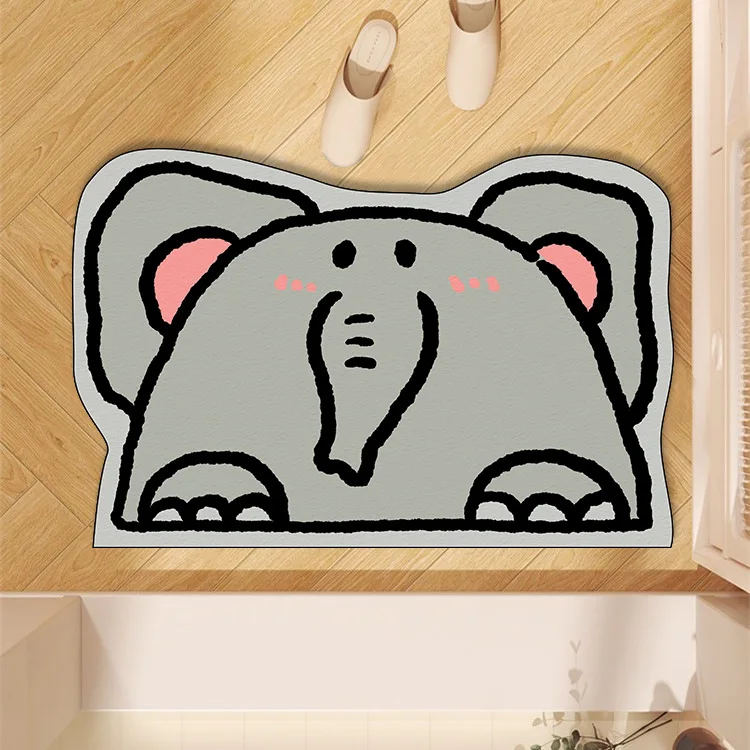 Animal Shape washable non slip bath mat for tub lovely anti slip diatomite rubber floor mat Bathroom Rug mat factory