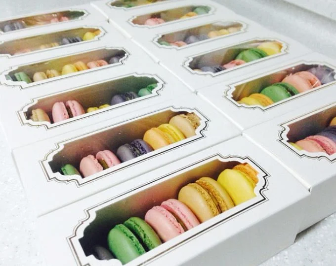 Custom White Bakery Boxes with Window Pastry Box Chocolate Macaron Box ...