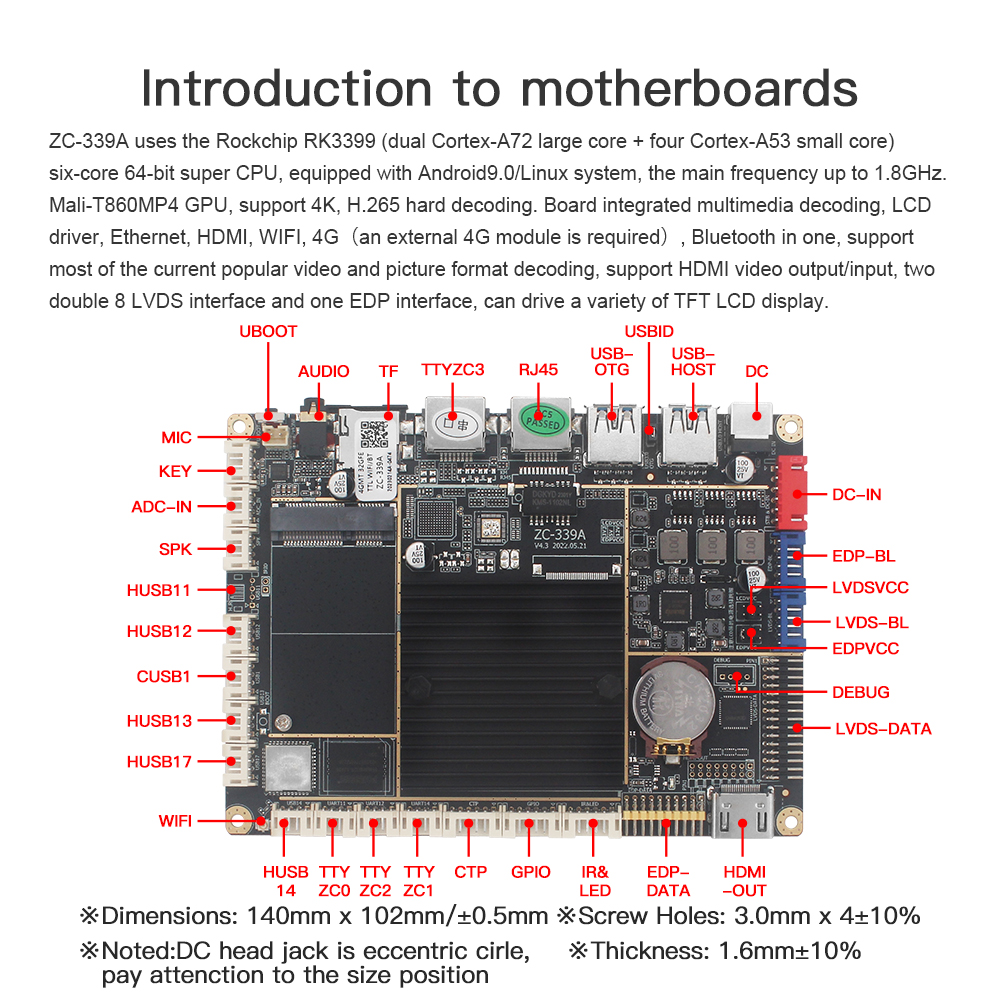 Rockchip RK3399 Android/linux Motherboard for OEM Development