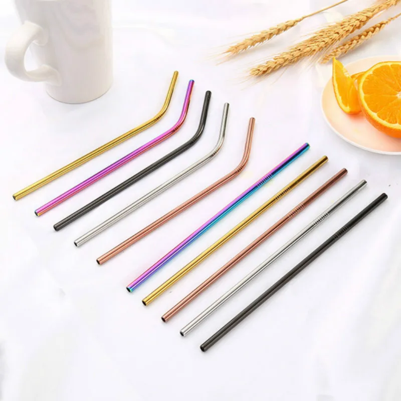 Reusable Metal Drinking Straws 304 Stainless Steel Bent Straight Drinks Straw