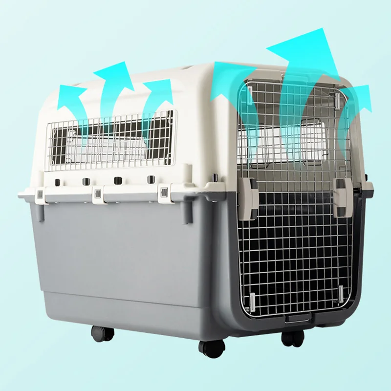 Custom Airline Shipping Transport Box Pet Cages and Crates Kennel Bike Travel Plastic Dog Pet Carrier