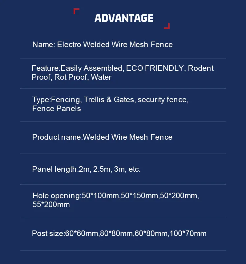 New Product 3x3 Galvanized Welded Wire Mesh Fence