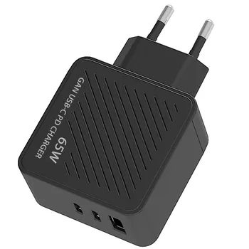 Modern Popular 65W PD super fast GaN charger for laptop USB-C USB-A cell phone power adapter