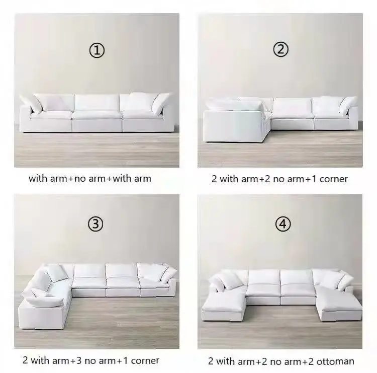 Module Sofa Single Seat White Duck Feather Fabric Linen Removable Cover