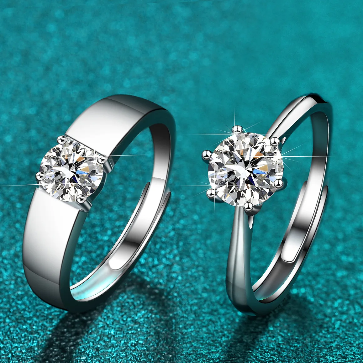 Set di anelli da coppia abbinati promessa matrimonio con anello di fidanzamento Moissanite foglia floreale Art Deco per lui e per lei, regalo