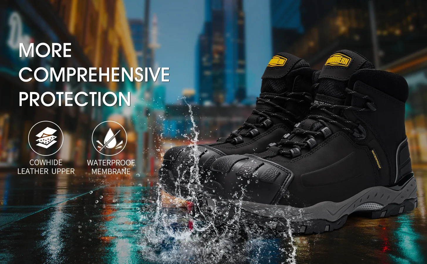 Larnmern Steel Toe Comfortable Safety Shoes For Men Indestructible Work ...