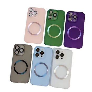 Electro Plating TPU Mobile Phone Cover Magnetic Charging Protective Lens Film Soft Shell Case for iPhone 15 14 13 12 11 Pro Max