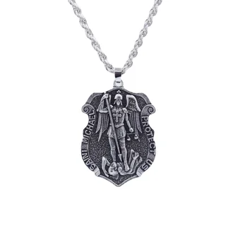 St Saint Michael Archangel Pendant Necklace Prayer Fashion Men's Christian Jewelry
