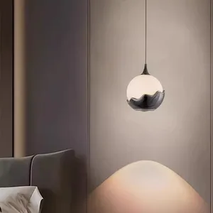 Adjustable Height Minimalist Nordic LED Ceiling Lights round Globe Artwork Aluminum Acrylic for Bedroom Living Room Restaurant