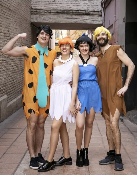 Hot Sale Fred And Wilma Flintstone Groups Couples Sexy Cosplay Halloween Costumes For Adults 