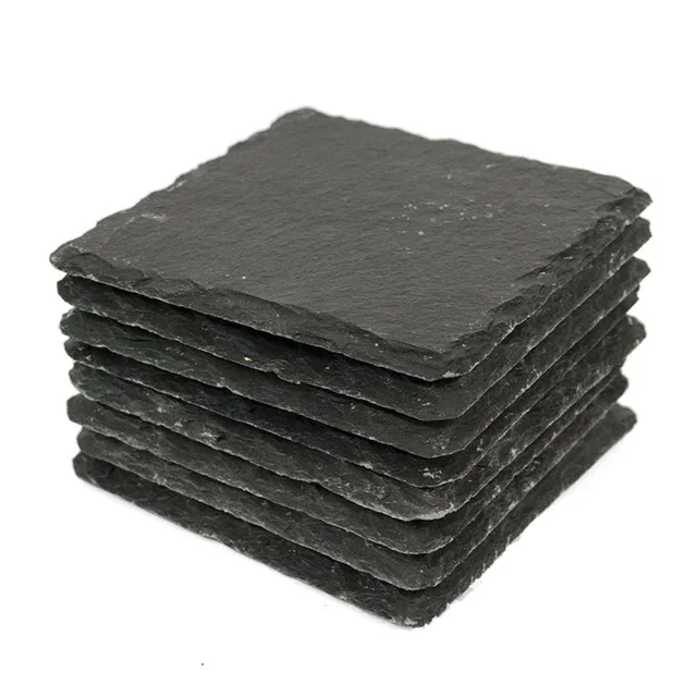 wholesale  Custom Engraving Blank Black quadrate Stone Slate Coasters Wholesale For Drink Tea