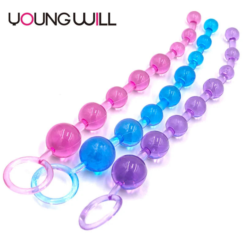 Jelly Anal Beads Orgasm Vagina Plug Play Pull Ring Ball Anal Stimulator Butt Beads Plug Sex Toys 3671