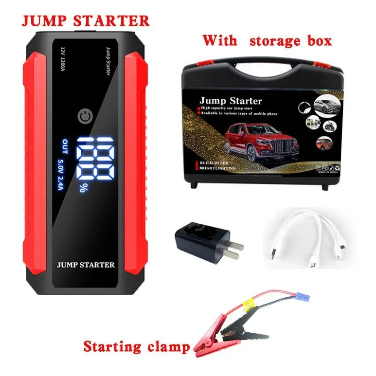 2024 Popular Functions Portable Car High Power Jump Starter Battery Pack With LED Lights And Air Pump