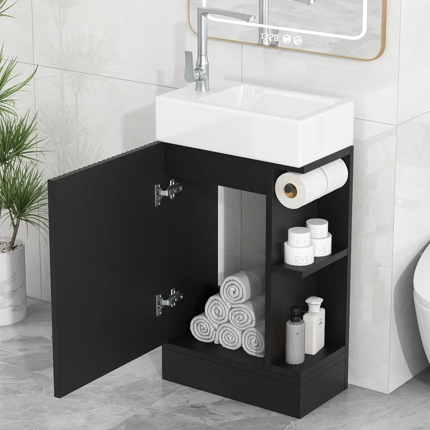 product customizable small bathroom vanity storage cabinet  integrated ceramic sink design for small bathroom-13